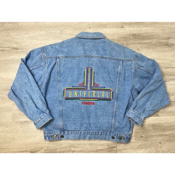 Vtg 90s Universal Studios Florida Denim Jacket Size XL No Tag See